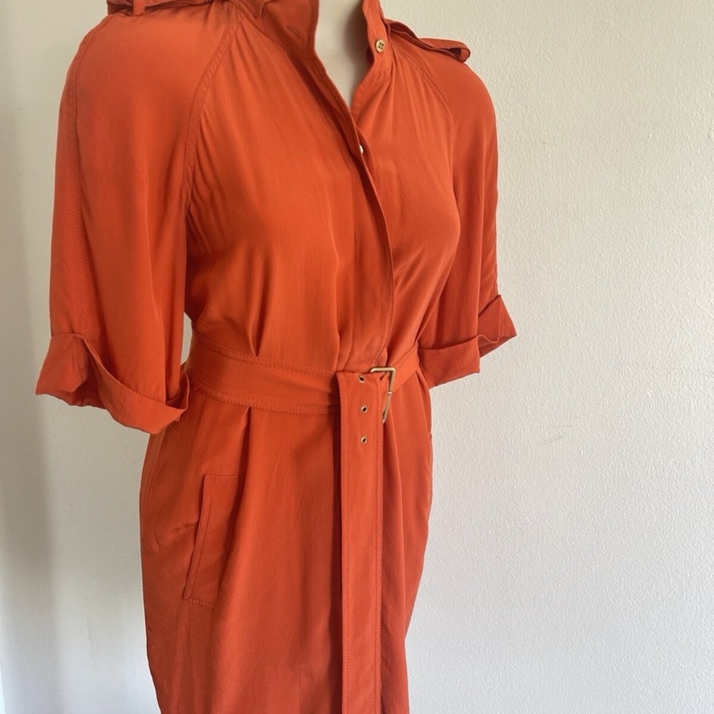 DVF Women's Belted Shirt Dress in Burnt Orange
